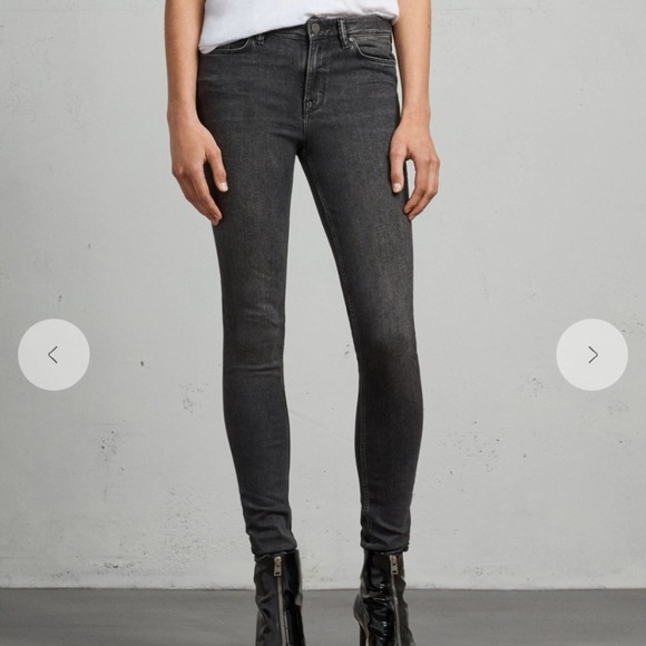 ALL SAINTS GRACE SKINNY SHAPING FIT WOMEN'S JEANS WASHED BLACK SIZE 26 - Picture 3 of 16